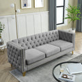 Contact Us For 3D Modeling Velvet Sofa For Living Room,Buttons Tufted Square Arm Couch, Modern Couch Upholstered Button And Metal Legs, Sofa Couch For Bedroom, Grey Velvet .2Pcs Gray Foam Velvet