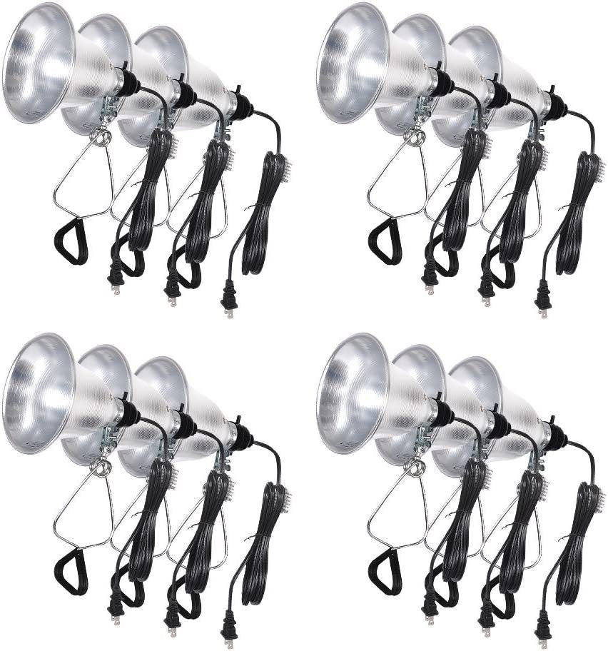 Simple Deluxe Hiwkltclamplightsx12 12 Pack Clamp Lamp Light With 5.5 Inch Aluminum Reflector Up To 60 Watt E26 E27 No Bulb Included 6 Feet 18 2 Spt 2 Cord, Silver White Metal