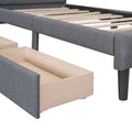 Twin Size Upholstered Platform Bed With 2 Drawers, Gray Gray Upholstered