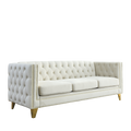 Contact Us For 3D Modeling Velvet Sofa For Living Room,Buttons Tufted Square Arm Couch, Modern Couch Upholstered Button And Metal Legs, Sofa Couch For Bedroom, Beige Velvet W834S00023 Beige Foam Velvet