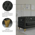 Contact Us For 3D Modeling Velvet Sofa For Living Room,Buttons Tufted Square Arm Couch, Modern Couch Upholstered Button And Metal Legs, Sofa Couch For Bedroom, Black Velvet W834S00022 Black Foam Velvet