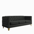 Contact Us For 3D Modeling Velvet Sofa For Living Room,Buttons Tufted Square Arm Couch, Modern Couch Upholstered Button And Metal Legs, Sofa Couch For Bedroom, Black Velvet W834S00022 Black Foam Velvet