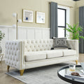 Contact Us For 3D Modeling Velvet Sofa For Living Room,Buttons Tufted Square Arm Couch, Modern Couch Upholstered Button And Metal Legs, Sofa Couch For Bedroom, Beige Velvet W834S00023 Beige Foam Velvet