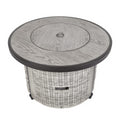 36 Inch Gas Propane Fire Pit Table, 50000 Btu Round Gas Fire Table With Lid & Lava Rock, Grey Rattan & Wicker Base, Outdoor Gas Firepit Table For Outside, Yard, Patio, Party, Garden Grey Steel