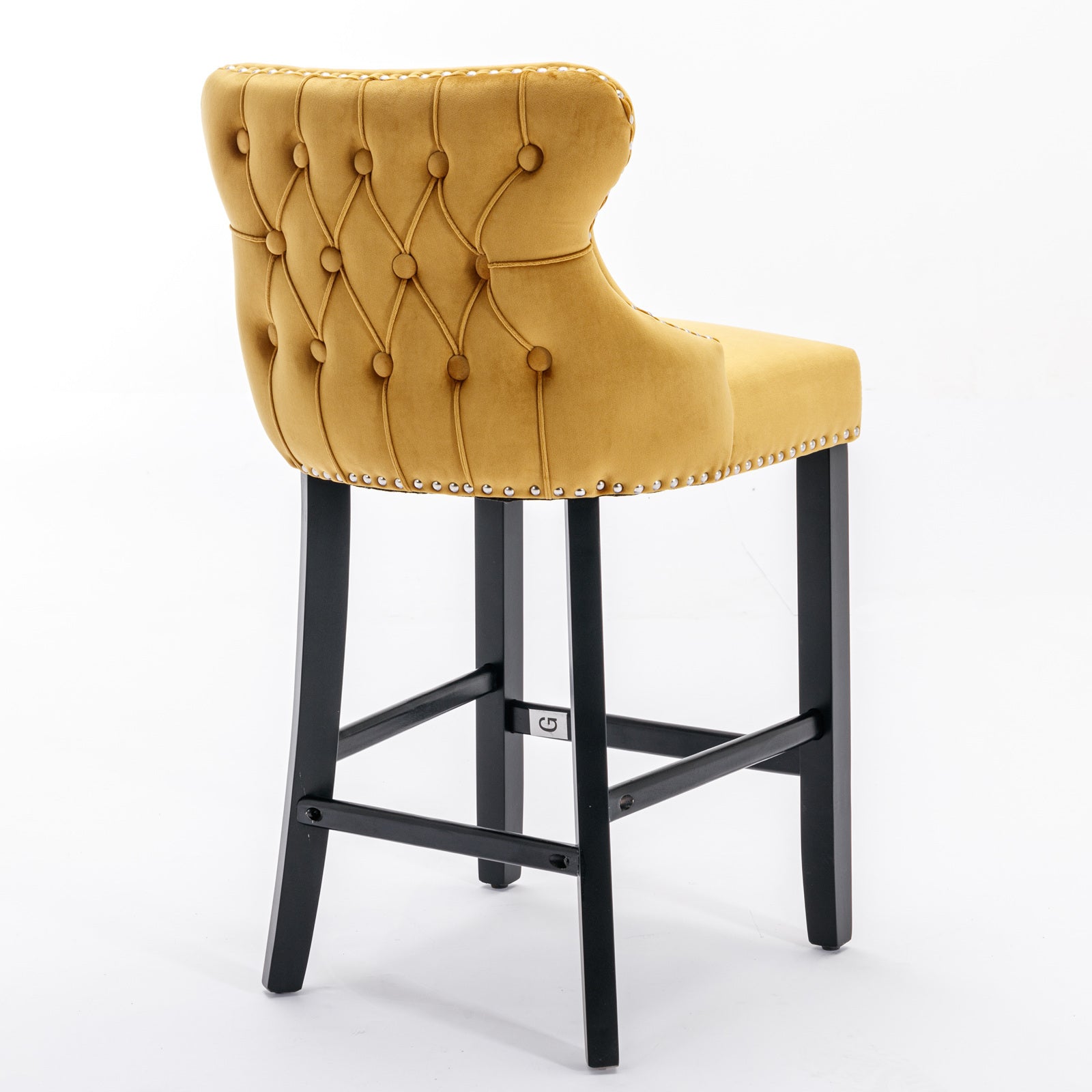 Contemporary Velvet Upholstered Wing Back Barstools With Button Tufted Decoration And Wooden Legs, And Chrome Trim, Leisure Style Bar Chairs,Bar Stools,Set Of 4 Gold ,Sw1824Glx2 Cartons Gold American Design Foam Velvet