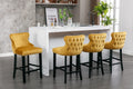 Contemporary Velvet Upholstered Wing Back Barstools With Button Tufted Decoration And Wooden Legs, And Chrome Trim, Leisure Style Bar Chairs,Bar Stools,Set Of 4 Gold ,Sw1824Glx2 Cartons Gold American Design Foam Velvet