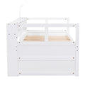 Twin Xl Wood Daybed With 2 Trundles, 3 Storage Cubbies, 1 Light And Usb Charging Design, White Gray Solid Wood