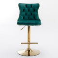 Golden Swivel Velvet Barstools Adjusatble Seat Height From 25 33 Inch, Modern Upholstered Bar Stools With Backs Comfortable Tufted For Home Pub And Kitchen Island Green,Set Of 2 Green Foam Velvet