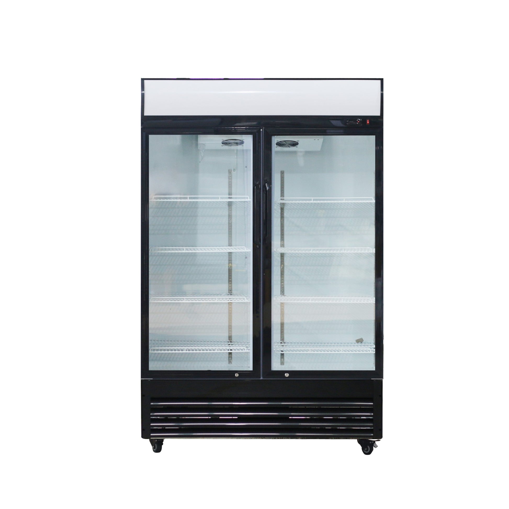 51" Glass Door Merchandiser Refrigerator Beverage Cooler With Swing Door Antique White Polyurethane Metal