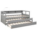 Twin Xl Wood Daybed With 2 Trundles, 3 Storage Cubbies, 1 Light And Usb Charging Design, Gray Gray Solid Wood