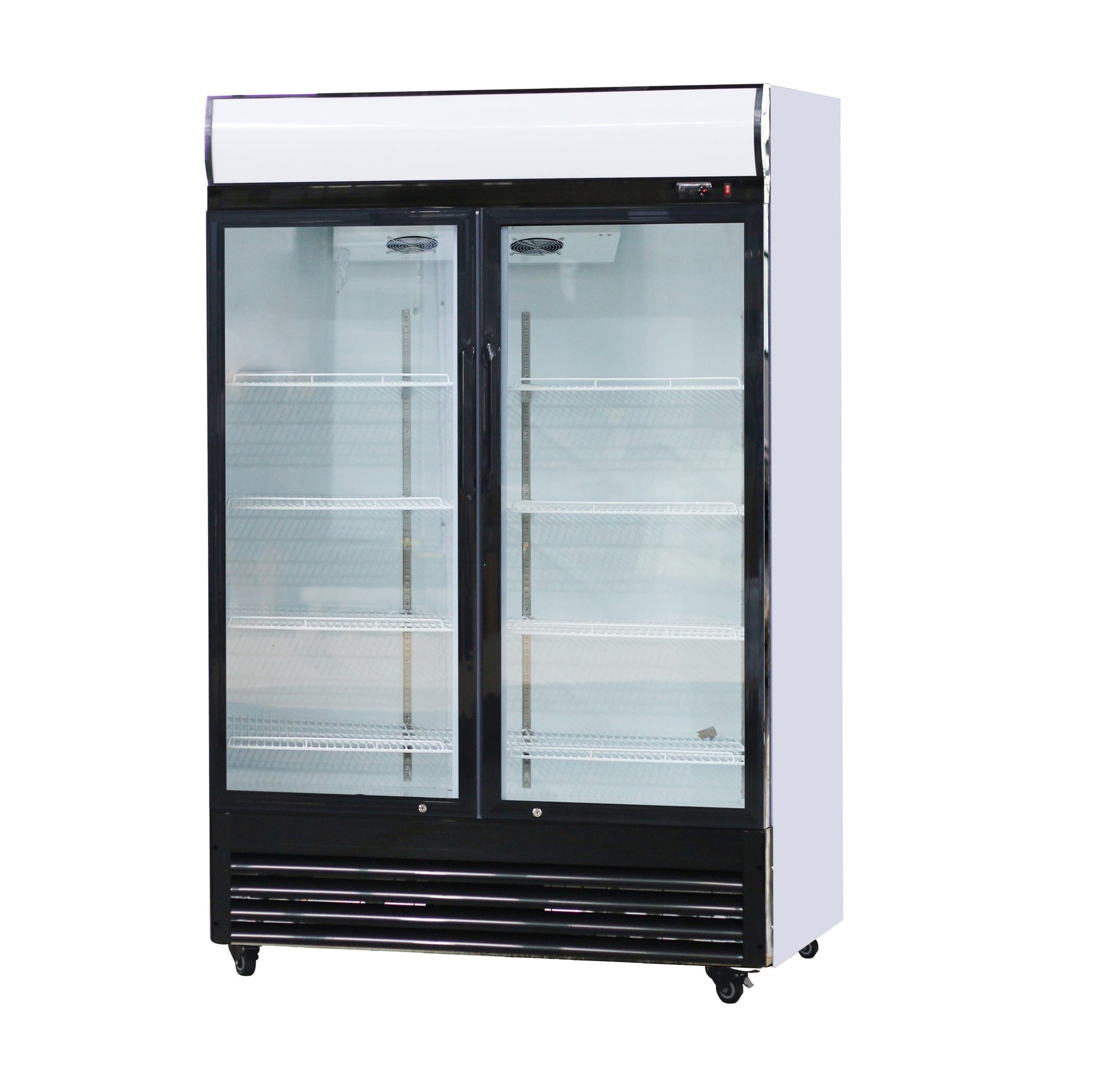 51" Glass Door Merchandiser Refrigerator Beverage Cooler With Swing Door Antique White Polyurethane Metal