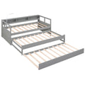 Twin Xl Wood Daybed With 2 Trundles, 3 Storage Cubbies, 1 Light And Usb Charging Design, Gray Gray Solid Wood