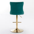 Golden Swivel Velvet Barstools Adjusatble Seat Height From 25 33 Inch, Modern Upholstered Bar Stools With Backs Comfortable Tufted For Home Pub And Kitchen Island Green,Set Of 2 Green Foam Velvet