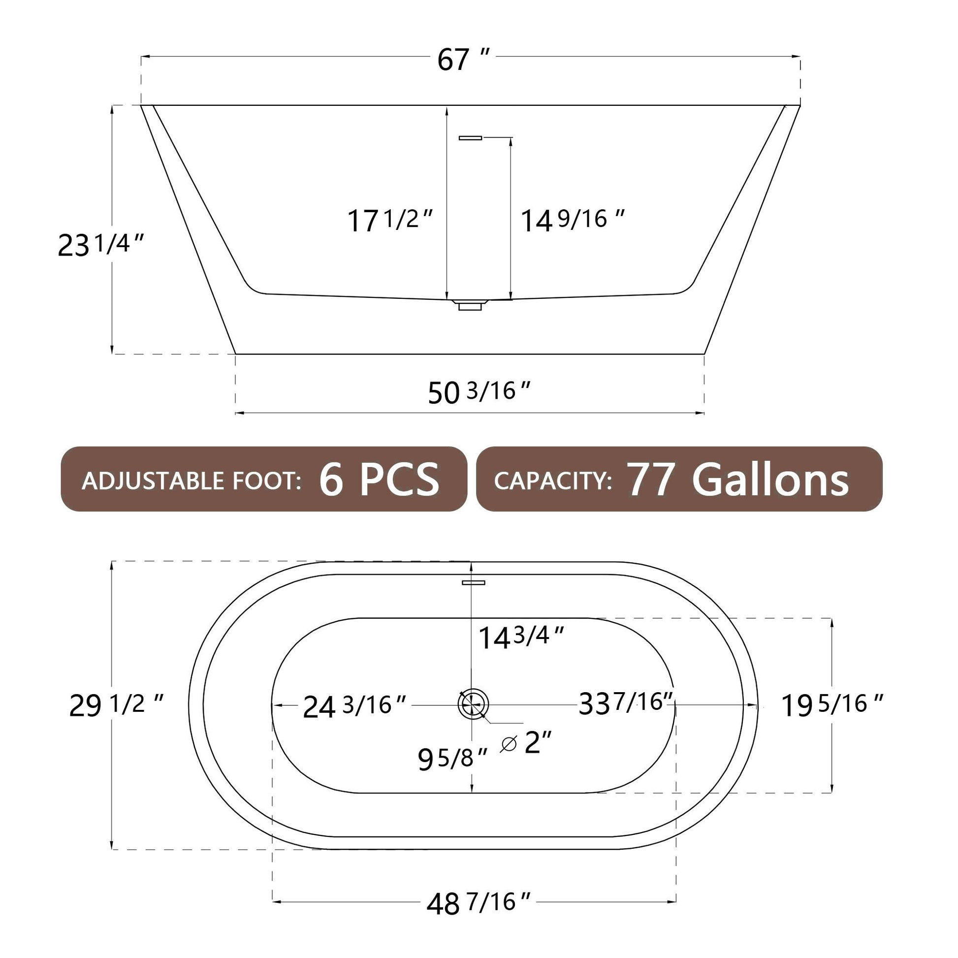 67" Acrylic Free Standing Tub Classic Oval Shape Soaking Tub, Adjustable Freestanding Bathtub With Integrated Slotted Overflow And Chrome Pop Up Drain Anti Clogging Gloss White Gloss White Oval Bathroom Freestanding Tubs Polished 61 69 In Modern Soaking