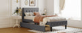 Twin Size Upholstered Platform Bed With 2 Drawers, Gray Gray Upholstered