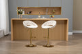 Coolmore Swivel Bar Stools Set Of 2 Adjustable Counter Height Chairs With Footrest For Kitchen, Dining Room 2Pc Set Ivory Polyester