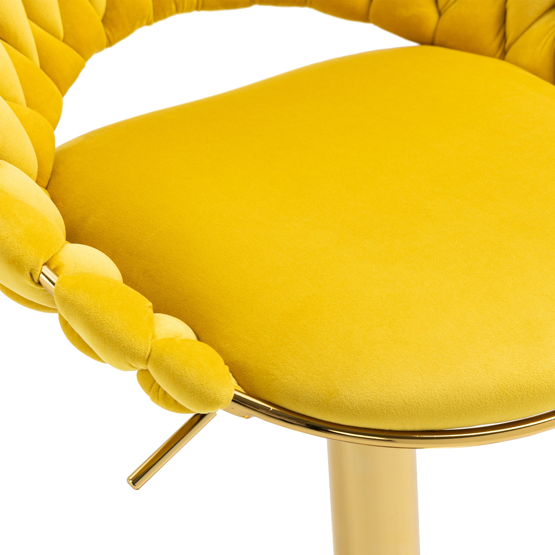 Coolmore Swivel Bar Stools Set Of 2 Adjustable Counter Height Chairs With Footrest For Kitchen, Dining Room 2Pc Set Mustard Yellow Polyester