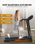 Foldable Treadmill With Incline, Folding Treadmill For Home Electric Treadmill Workout Running Machine, Handrail Controls Speed, Pulse Monitor,App Black Stainless Steel