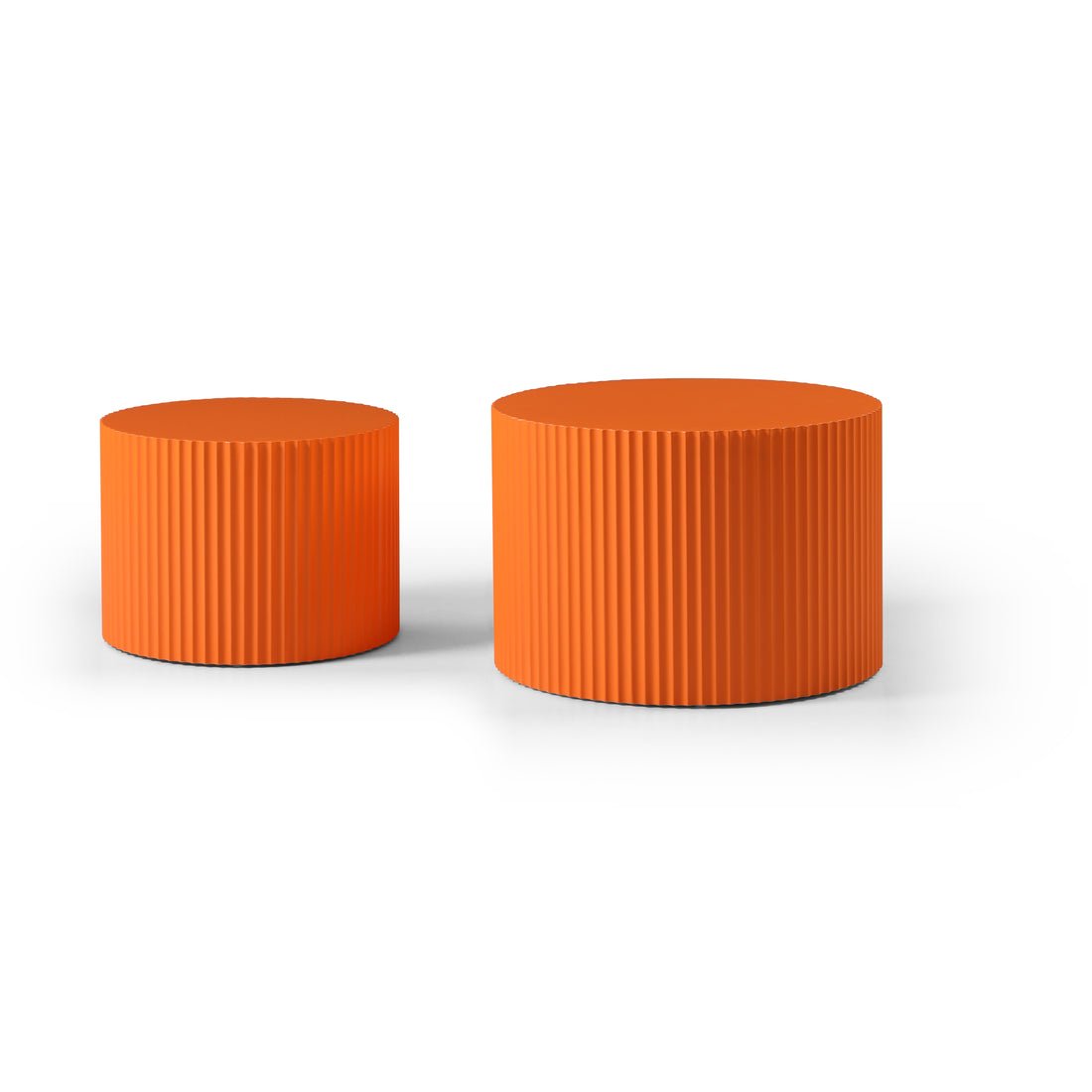 Mdf Nesting Table Set Of 2,Handcraft Round Coffee Table For Living Room Leisure Area, Orange Orange Mdf