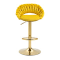 Coolmore Swivel Bar Stools Set Of 2 Adjustable Counter Height Chairs With Footrest For Kitchen, Dining Room 2Pc Set Mustard Yellow Polyester