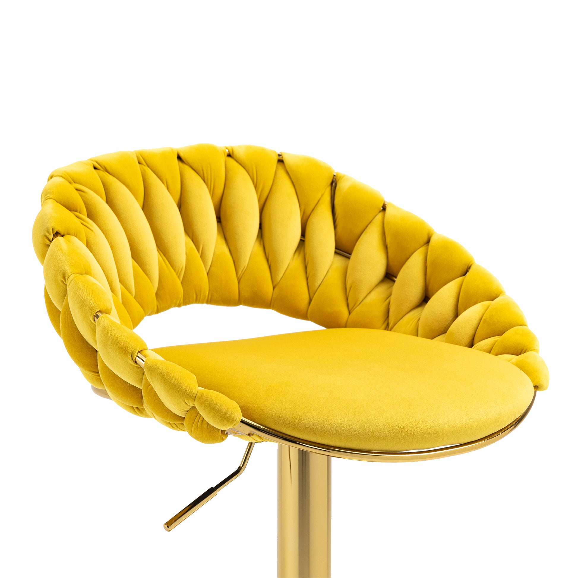 Coolmore Swivel Bar Stools Set Of 2 Adjustable Counter Height Chairs With Footrest For Kitchen, Dining Room 2Pc Set Mustard Yellow Polyester