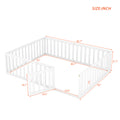 Queen Size Wood Floor Bed Frame With Fence And Door, White Old Sku:Wf289663Aak White Solid Wood