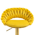 Coolmore Swivel Bar Stools Set Of 2 Adjustable Counter Height Chairs With Footrest For Kitchen, Dining Room 2Pc Set Mustard Yellow Polyester