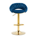 Coolmore Swivel Bar Stools Set Of 2 Adjustable Counter Height Chairs With Footrest For Kitchen, Dining Room 2Pc Set Navy Blue Polyester