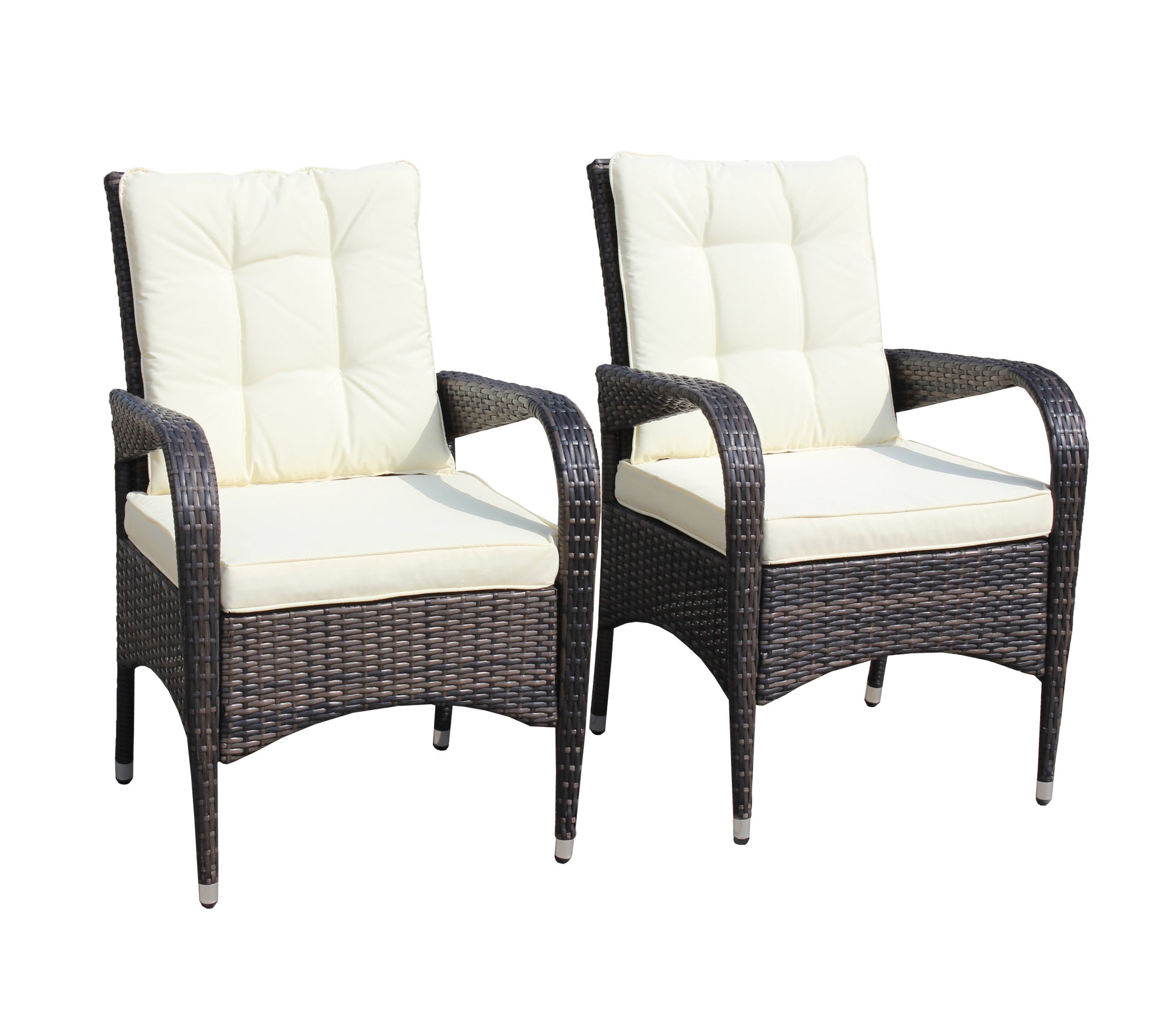 2 Piece Liberatore Dining Chairs With Cushions Beige Cushion Brown Iron