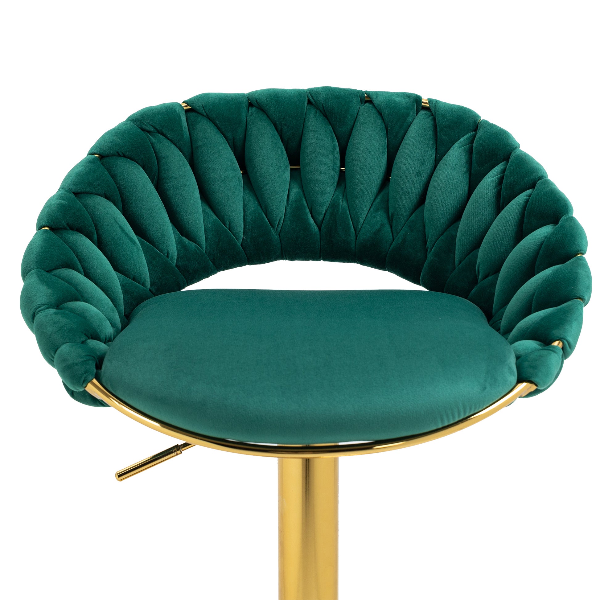 Coolmore Swivel Bar Stools Set Of 2 Adjustable Counter Height Chairs With Footrest For Kitchen, Dining Room 2Pc Set Emerald Polyester