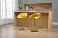 Coolmore Swivel Bar Stools Set Of 2 Adjustable Counter Height Chairs With Footrest For Kitchen, Dining Room 2Pc Set Mustard Yellow Polyester
