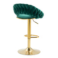 Coolmore Swivel Bar Stools Set Of 2 Adjustable Counter Height Chairs With Footrest For Kitchen, Dining Room 2Pc Set Emerald Polyester