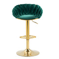 Coolmore Swivel Bar Stools Set Of 2 Adjustable Counter Height Chairs With Footrest For Kitchen, Dining Room 2Pc Set Emerald Polyester