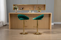 Coolmore Swivel Bar Stools Set Of 2 Adjustable Counter Height Chairs With Footrest For Kitchen, Dining Room 2Pc Set Emerald Polyester