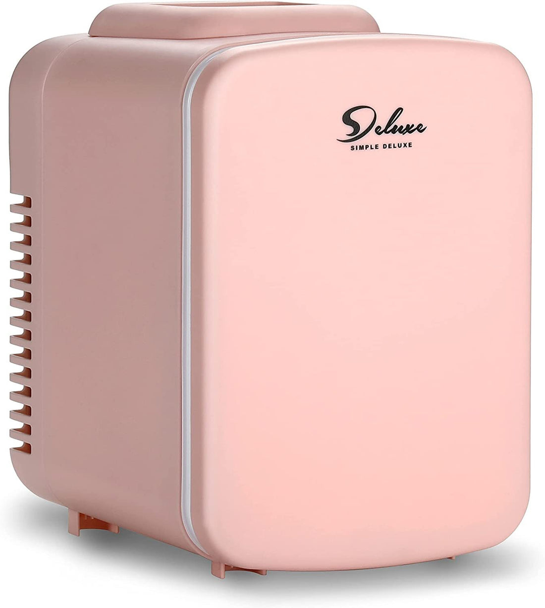 Simple Deluxe Mini Fridge, 4L 6 Can Portable Cooler & Warmer Freon Free Small Refrigerator Provide Compact Storage For Skincare, Beverage, Food, Cosmetics, Pink Pink Plastic