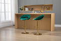 Coolmore Swivel Bar Stools Set Of 2 Adjustable Counter Height Chairs With Footrest For Kitchen, Dining Room 2Pc Set Emerald Polyester