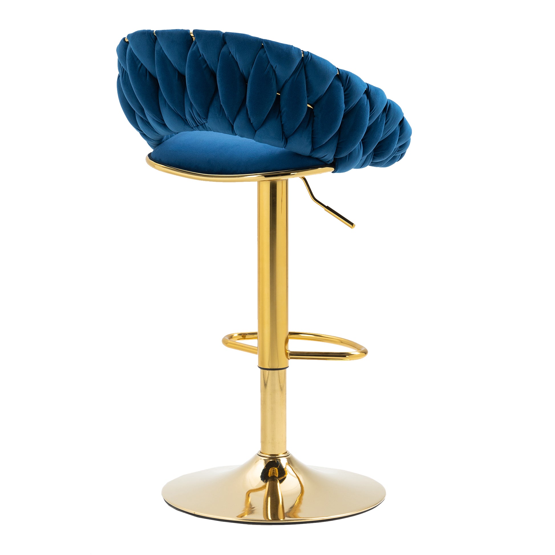 Coolmore Swivel Bar Stools Set Of 2 Adjustable Counter Height Chairs With Footrest For Kitchen, Dining Room 2Pc Set Navy Blue Polyester