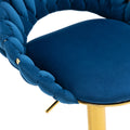 Coolmore Swivel Bar Stools Set Of 2 Adjustable Counter Height Chairs With Footrest For Kitchen, Dining Room 2Pc Set Navy Blue Polyester