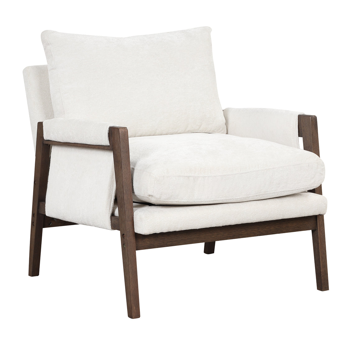 Mid Century Modern Velvet Accent Chair,Leisure Chair With Solid Wood And Thick Seat Cushion For Living Room,Bedroom,Studio,White White Foam Velvet