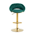 Coolmore Swivel Bar Stools Set Of 2 Adjustable Counter Height Chairs With Footrest For Kitchen, Dining Room 2Pc Set Emerald Polyester