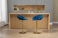Coolmore Swivel Bar Stools Set Of 2 Adjustable Counter Height Chairs With Footrest For Kitchen, Dining Room 2Pc Set Navy Blue Polyester