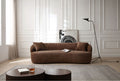 Borwn Mid Century Modern Curved Sofa, 3 Seat Cloud Couch Boucle Sofa Fabric Couch For Living Room, Bedroom, Office Dark Brown Boucle 3 Seat