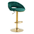 Coolmore Swivel Bar Stools Set Of 2 Adjustable Counter Height Chairs With Footrest For Kitchen, Dining Room 2Pc Set Emerald Polyester