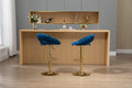 Coolmore Swivel Bar Stools Set Of 2 Adjustable Counter Height Chairs With Footrest For Kitchen, Dining Room 2Pc Set Navy Blue Polyester