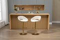 Coolmore Swivel Bar Stools Set Of 2 Adjustable Counter Height Chairs With Footrest For Kitchen, Dining Room 2Pc Set Ivory Polyester