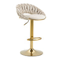Coolmore Swivel Bar Stools Set Of 2 Adjustable Counter Height Chairs With Footrest For Kitchen, Dining Room 2Pc Set Ivory Polyester