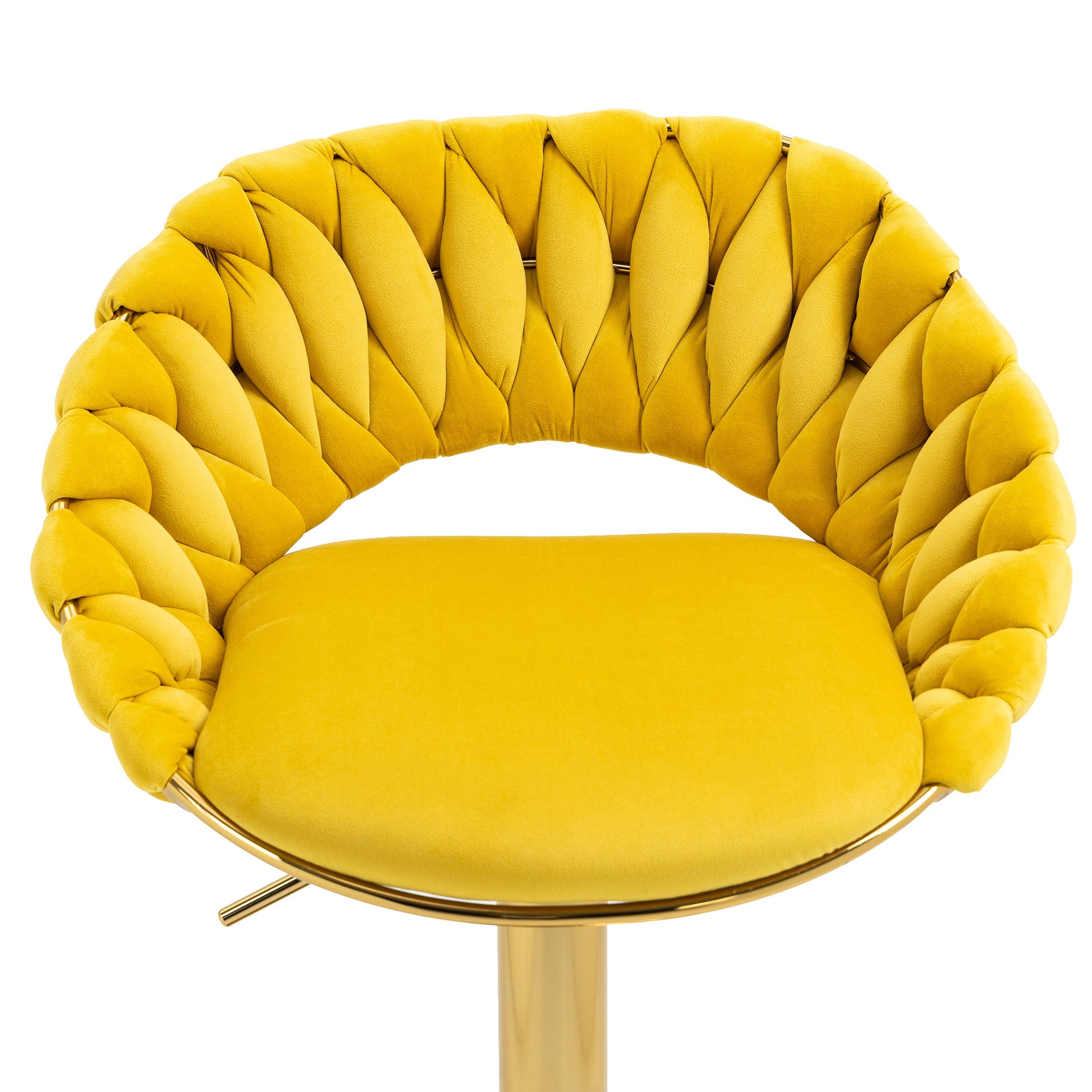 Coolmore Swivel Bar Stools Set Of 2 Adjustable Counter Height Chairs With Footrest For Kitchen, Dining Room 2Pc Set Mustard Yellow Polyester