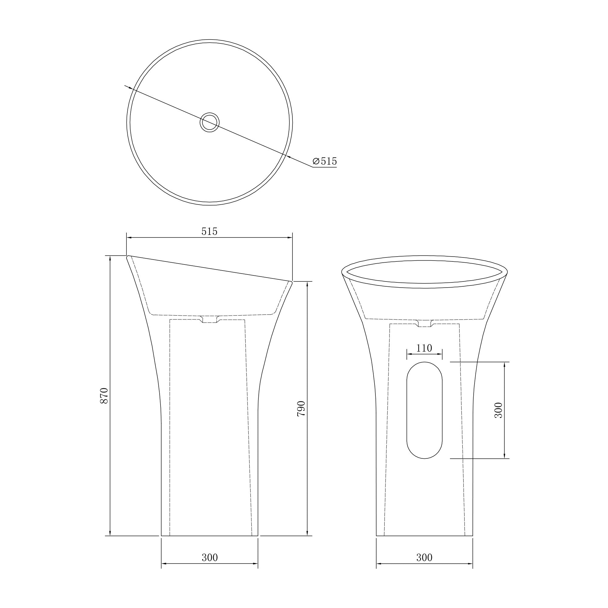 20.3"Solid Surface Basin White Solid Surface