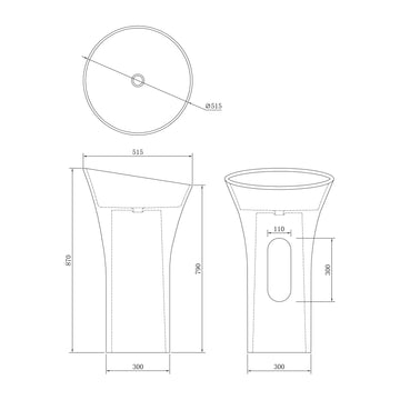 20.3"Solid Surface Basin White Solid Surface