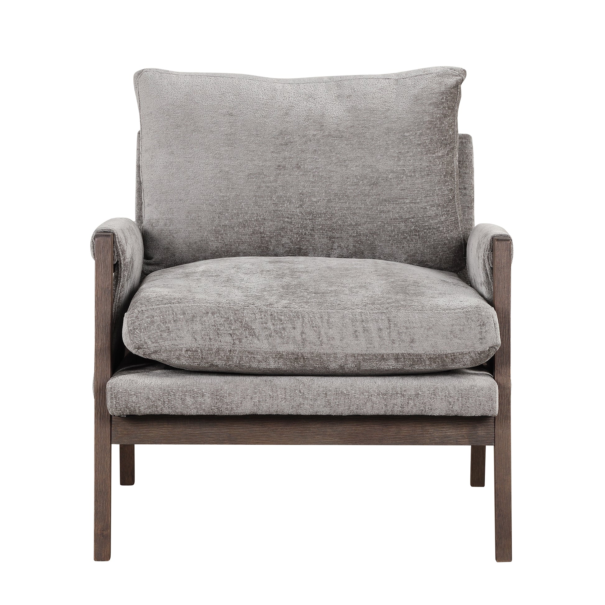 Mid Century Modern Velvet Accent Chair,Leisure Chair With Solid Wood And Thick Seat Cushion For Living Room,Bedroom,Studio,Grey Grey Foam Velvet